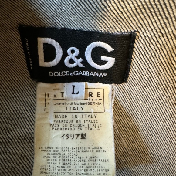 D&G DOLCE‎ & GABBANA Womens L Vintage Gray/Black Denim Zip Up Belted Jean Jacket - Picture 7 of 16